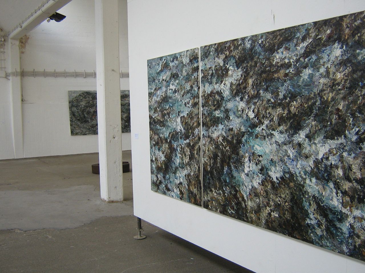 Rudi Weiss, Land und Wasser, 23/1997, Öl auf Leinwand, 140 cm x 240 cm, Und 2x 140 cm x 100 cm, wer045ko