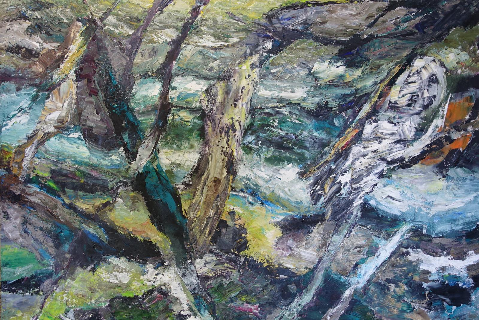 Rudi Weiss, Im Fluss, 2022, Öl auf Leinwand, 95 x 140 cm, Preis auf Anfrage, wer004kü, SüdWestGalerie