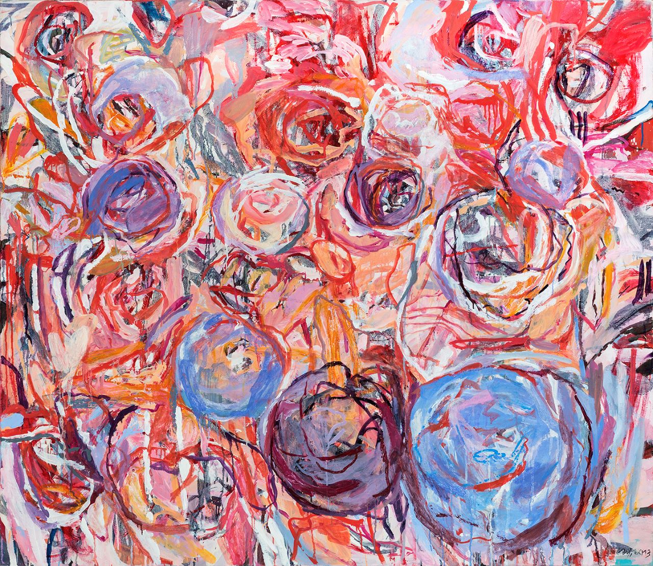 Elke Wree, Rosenzyklus, Bild XII, 2013, Öl auf Leinwand, 130 cm x 150 cm