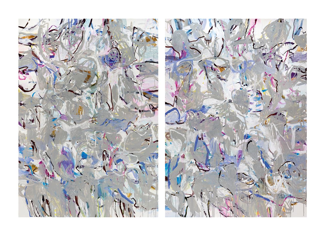 Elke Wree, Sommergespinst, Diptychon, 2013, Öl auf Leinwand, 120 cm x 80 cm