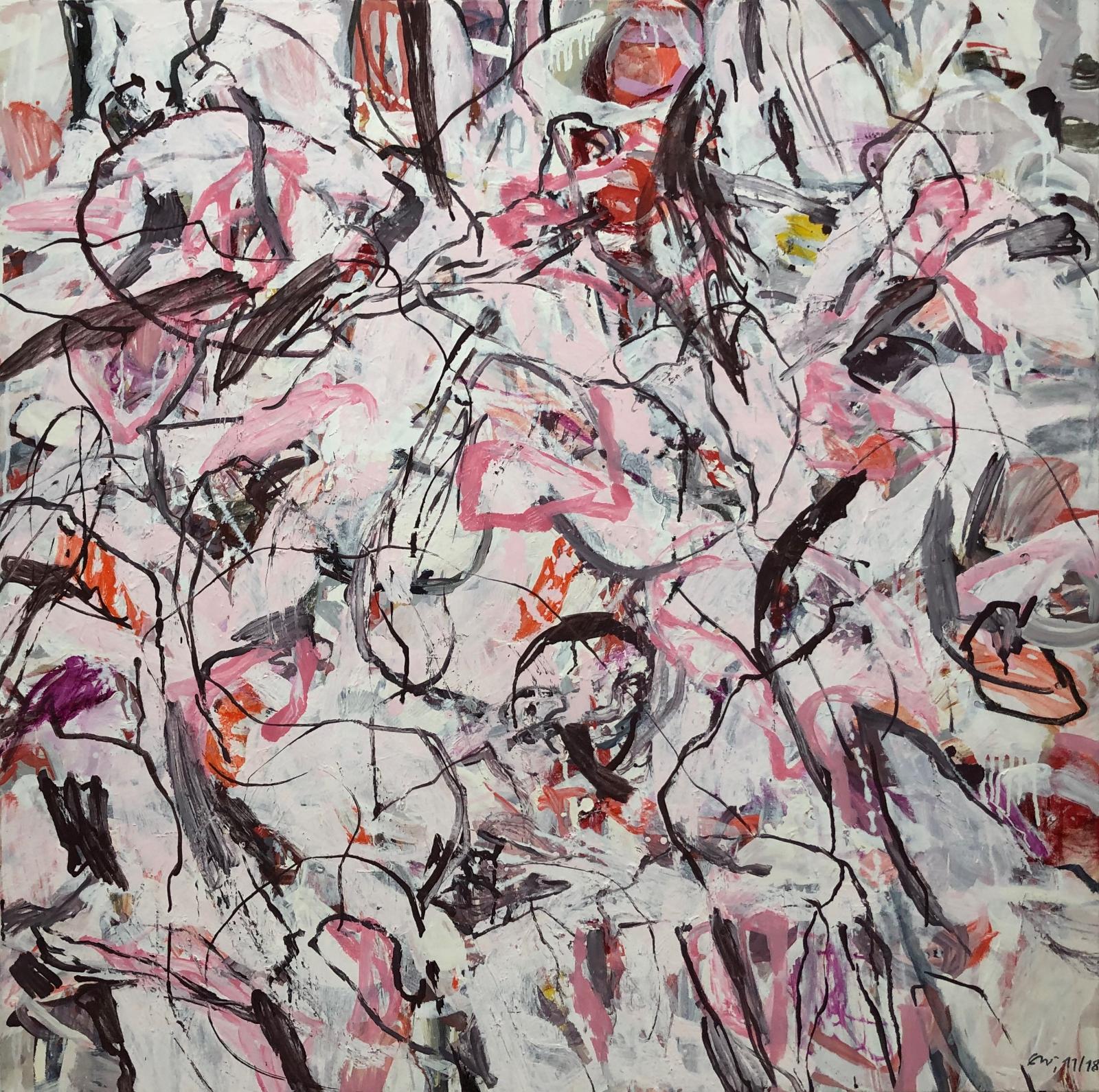 Elke Wree, Morning Constellation, 2011/18, Öl auf Leinwand, 100x100 cm, Preis auf Anfrage