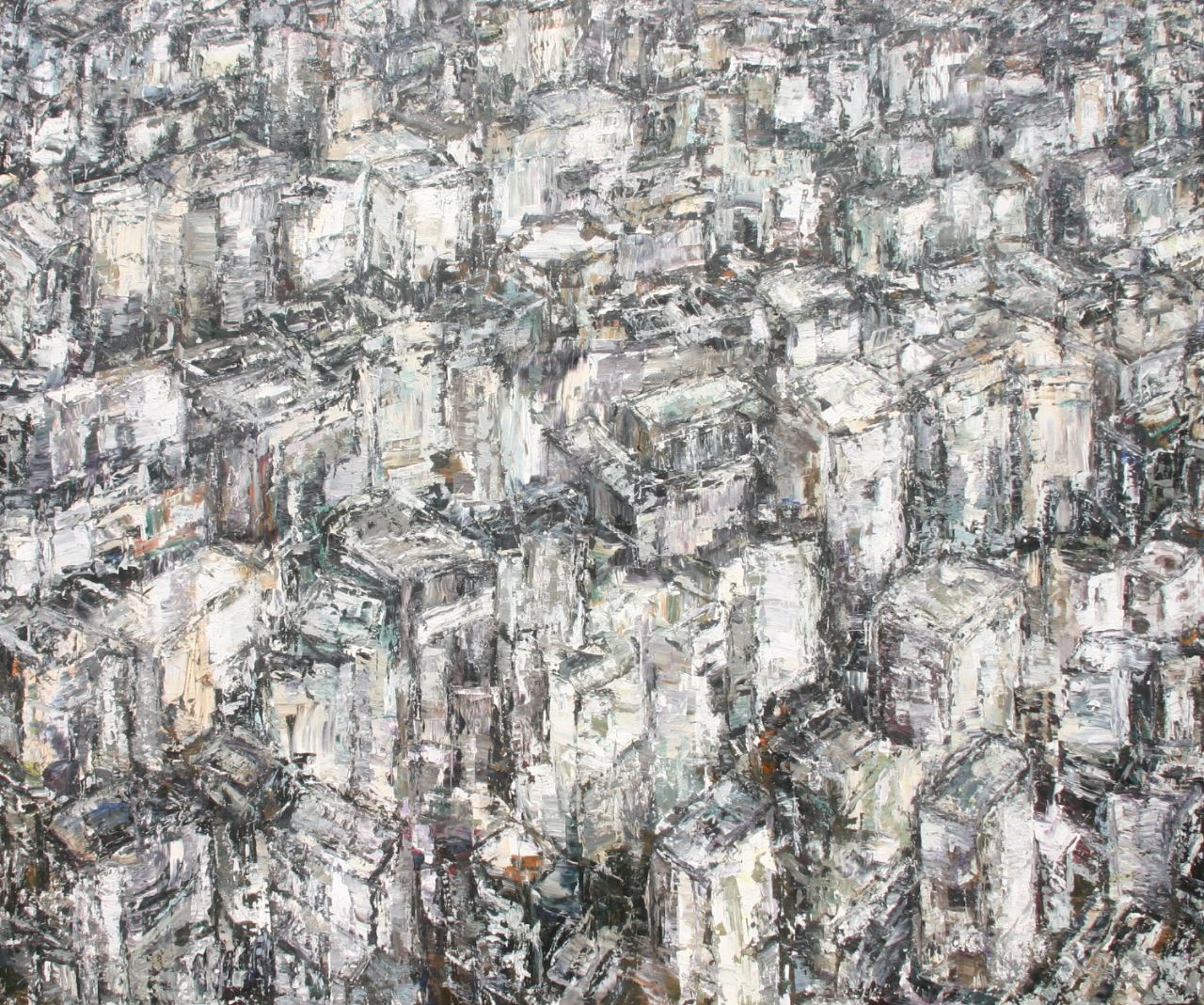 Rudi Weiss, Stadt, 19-2001, Öl auf Leinwand, 150 x 180 cm, Preis auf Anfrage, wer024kü, SüdWestGalerie