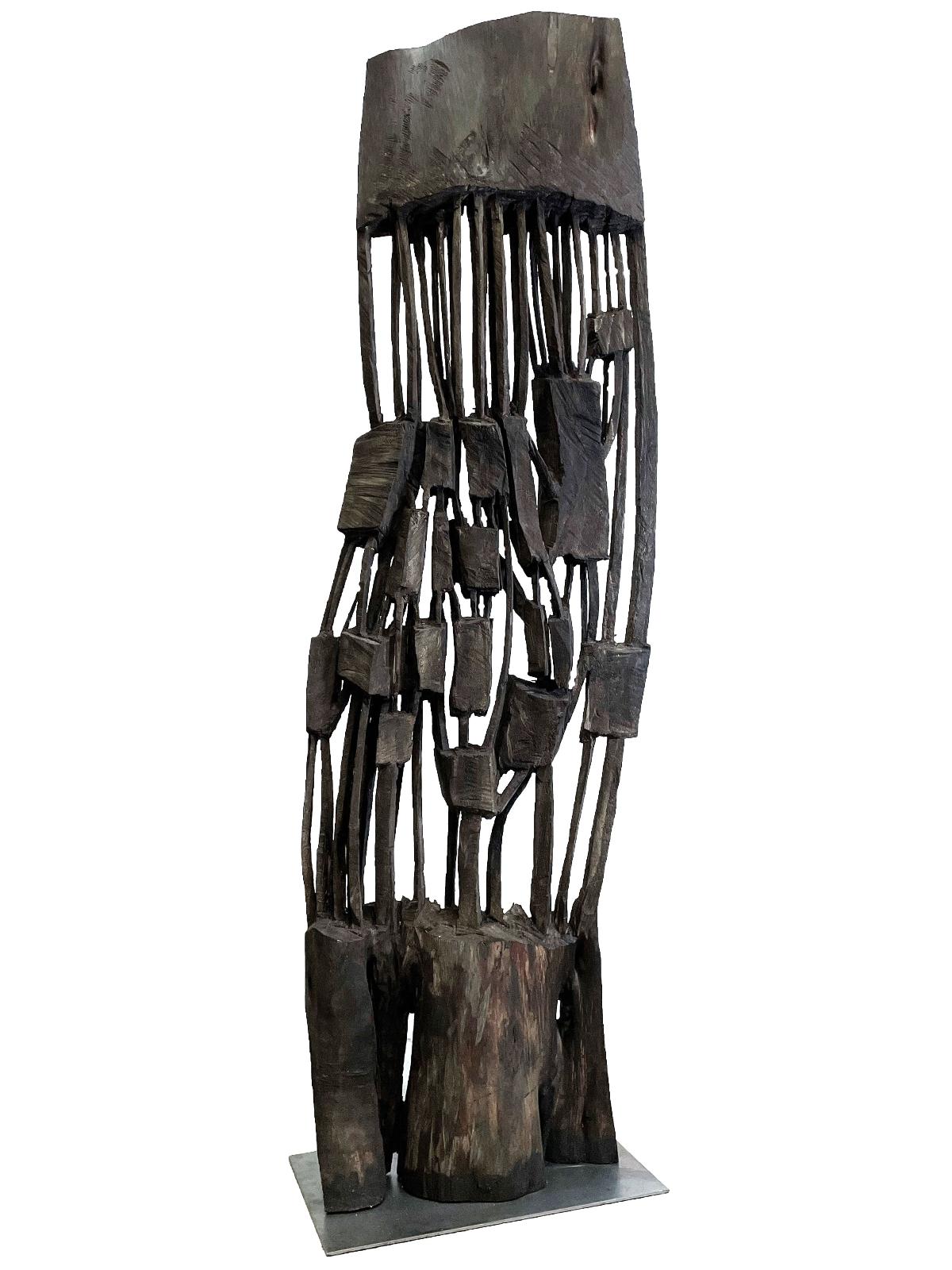Armin Göhringer, o.T. (2), 2024, Holz geschwärzt, 220 cm x 60 cm x 25 cm, verkauft!, Galerie Cyprian Brenner