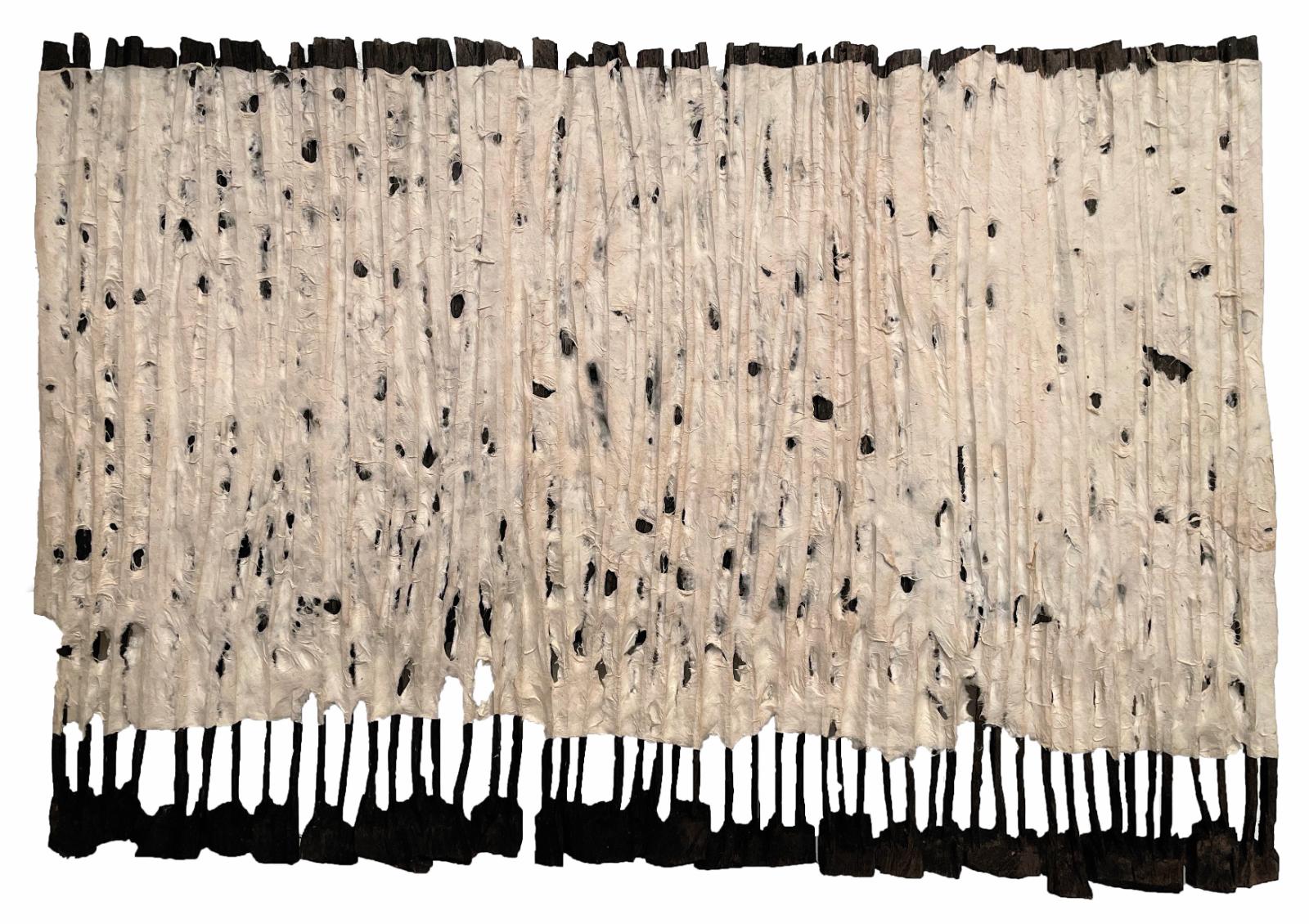 Armin Göhringer, o.T., 2021, Holz geschwärzt, Bütten, 80 cm x 117 cm x 2 cm, Preis auf Anfrage, Galerie Cyprian Brenner