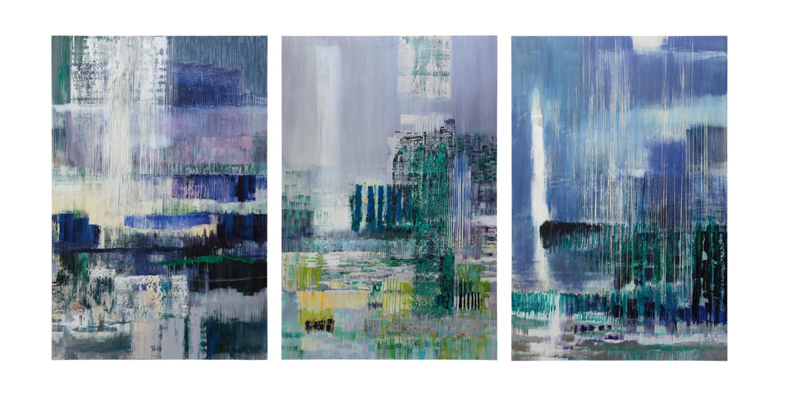 Bruno Kurz, K-North Triptychon, 2018, Acryl, Öl auf Leinwand, 240 cm x 500 cm , Preis auf Anfrage, kub099ko