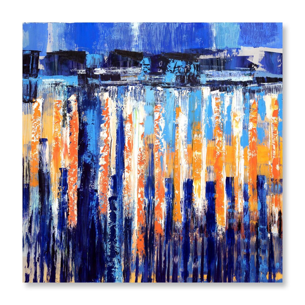 Bruno Kurz, Und das Blau vom Himmel 2, 2018, Acryl, Öl auf Metall, 140 cm x 140 cm, verkauft!, kub093ve