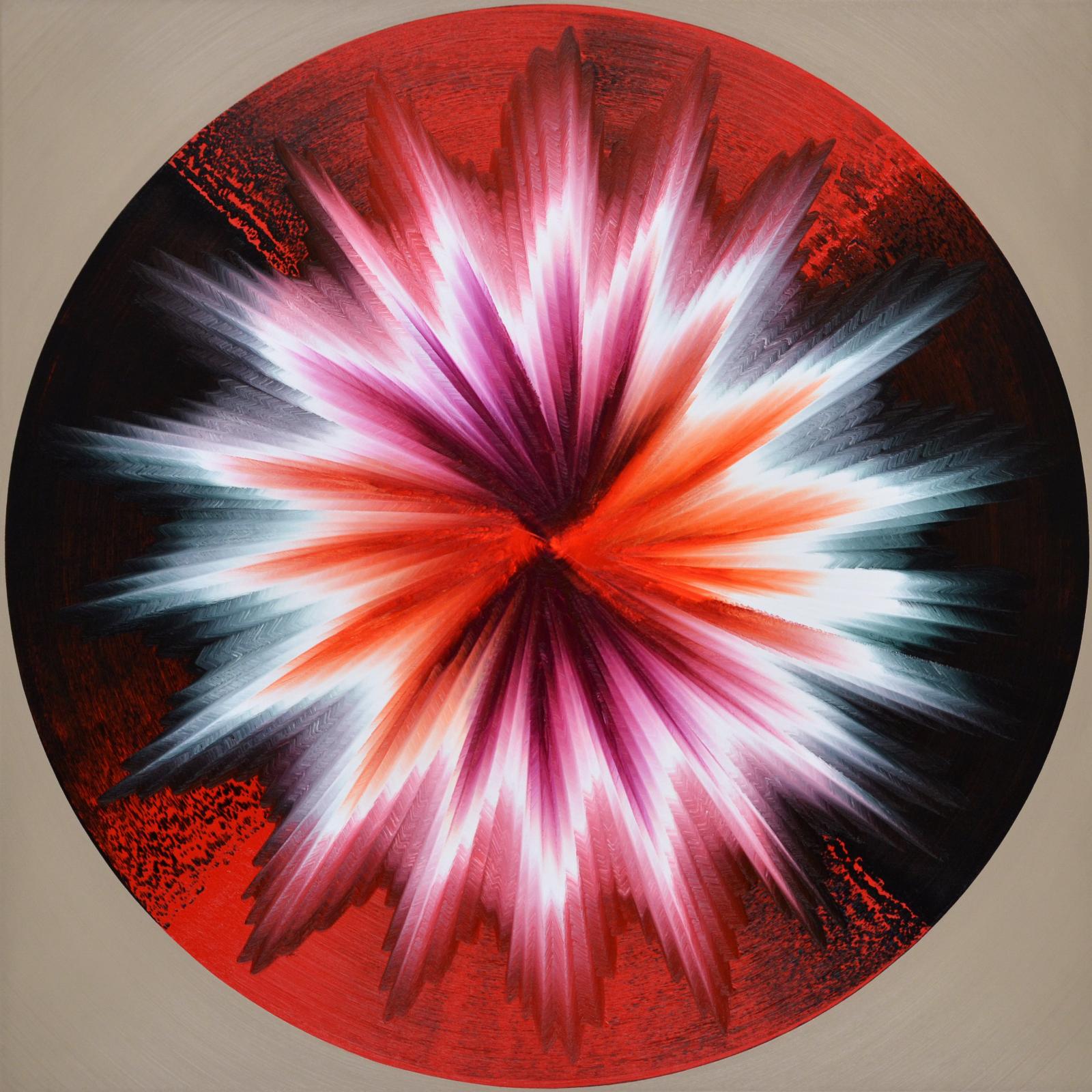 Vera Leutloff, Circular Oszillation Tian - Gris Sable, 2021, Öl auf Leinwand, 130 x 130 cm, Preis auf Anfrage