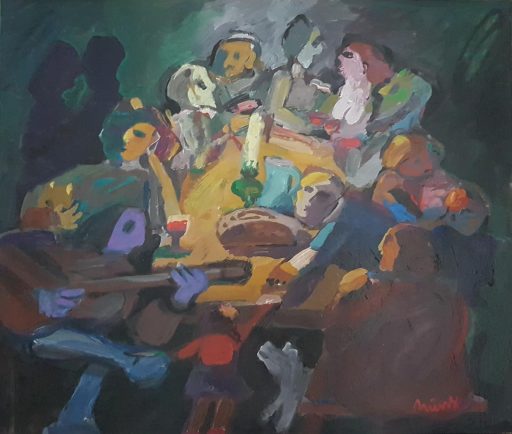 Hannes Münz, Brot und Wein, 1984, 54 cm x 64 cm, Preis 1.800 €,, Südwestgalerie, 