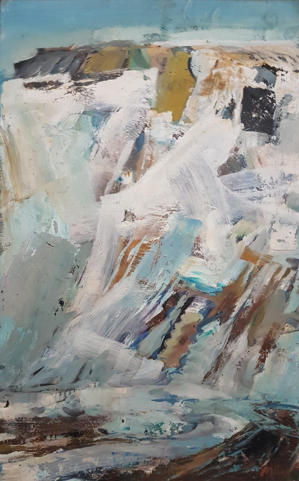 Hannes Münz, Schneeschmelze, 1991, Öl auf Karton,, 94 cm x 60 cm, verkauft!, Südwest Galerie