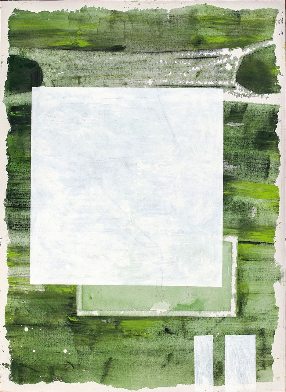 Regina Baumhauer, Open Letter, Der Körper vergisst nichts (grün), 2012, Acryl, Öl auf Leinwand, 122 cm x 91 cm