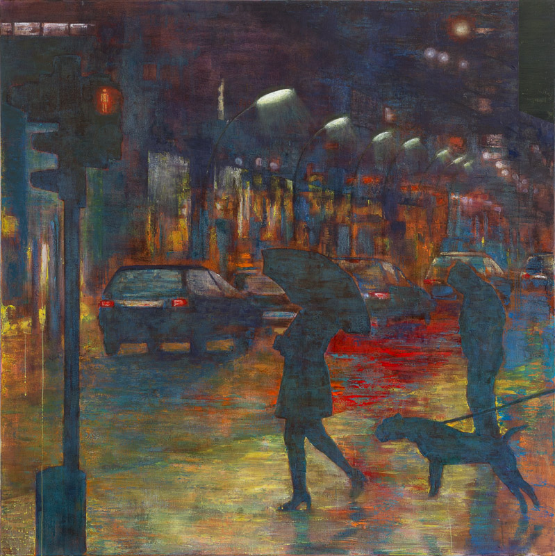 Kathrin Rank , Rotlicht , 2016 , Öl auf Leinwand , 170 cm x 170 cm, verkauft!, SÜDWESTGALERIE