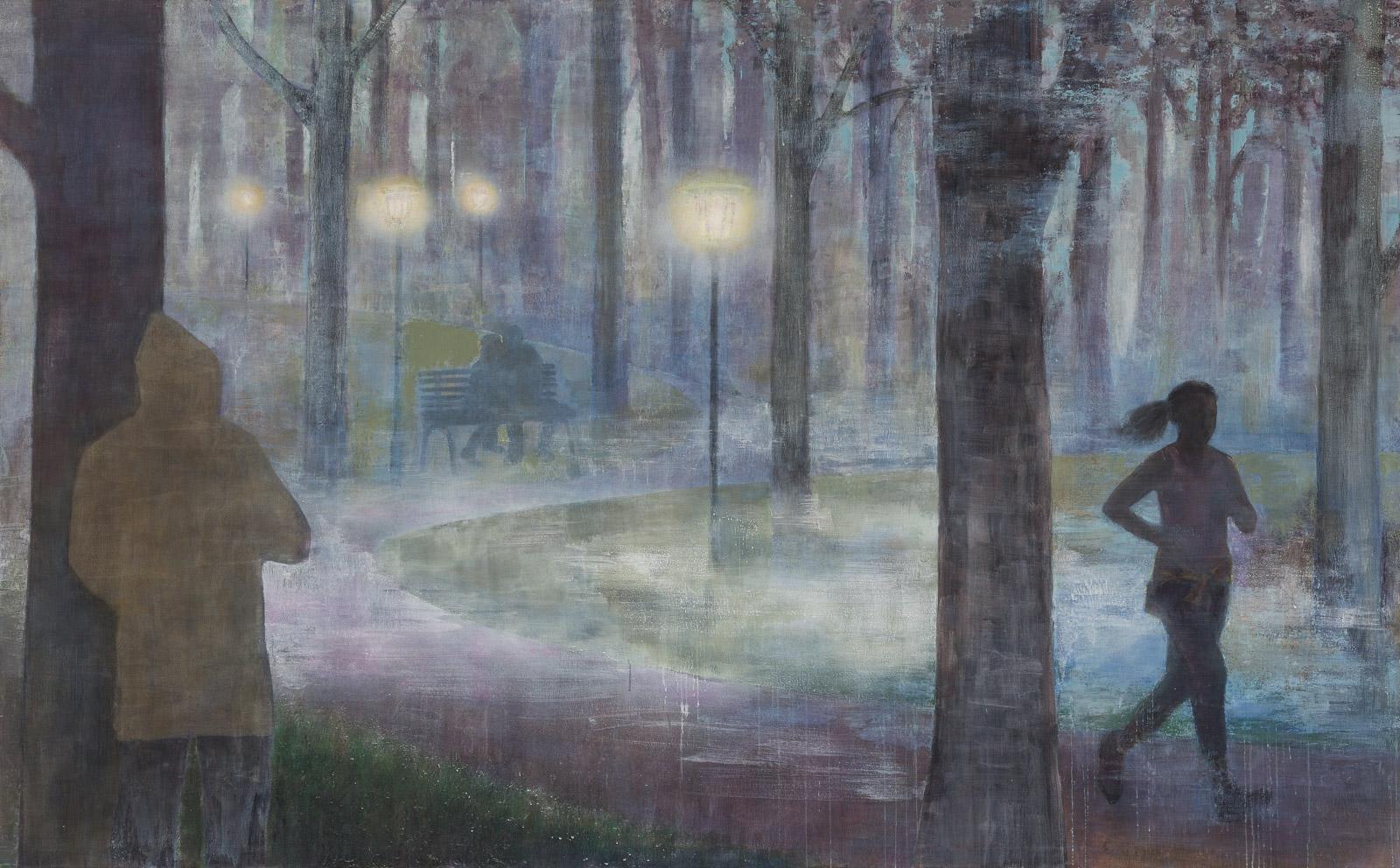 Kathrin Rank, fog, 2014, Öl auf Leinwand, 155 cm x 250 cm, Preis auf Anfrage, Galerie Cyprian Brenner