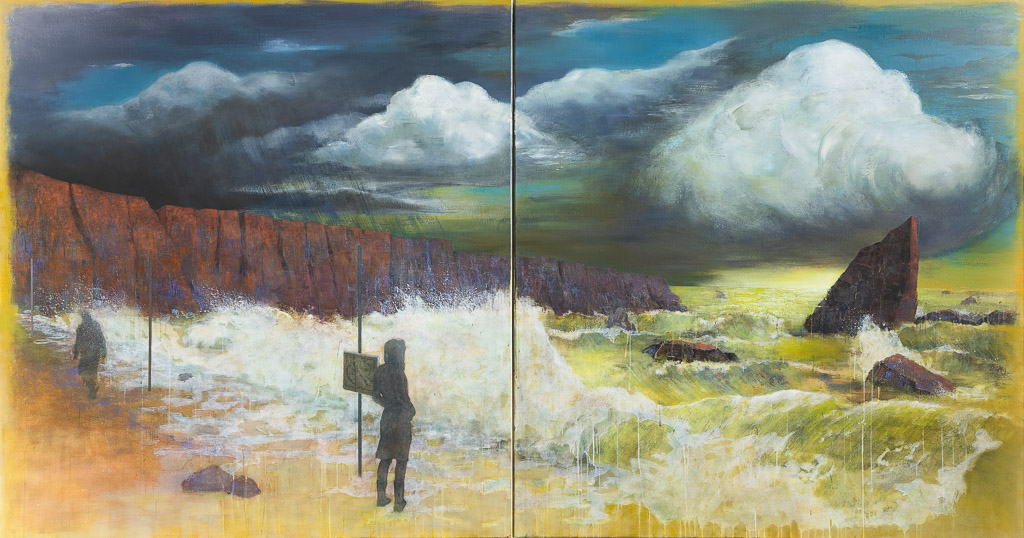 Kathrin Rank, Echo (Diptychon), 2020, Öl auf Leinwand, 170 cm x 320 cm, Preis auf Anfrage, Galerie Cyprian Brenner