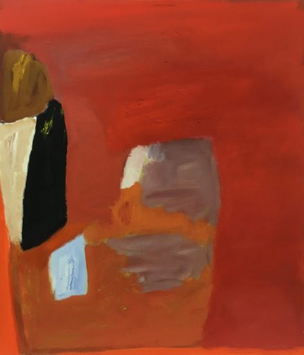 Elly Weiblen, Rote Fuge, 2020       , Eitempera auf Leinwand / Holz, 125 cm x 108 cm                 