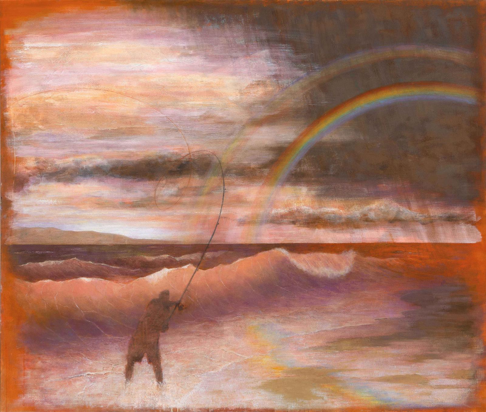 Kathrin Rank, fishing rainbows, 2021 , Öl auf Leinwand, 170 cm x 200 cm, Preis auf Anfrage, SÜDWESTGALERIE
