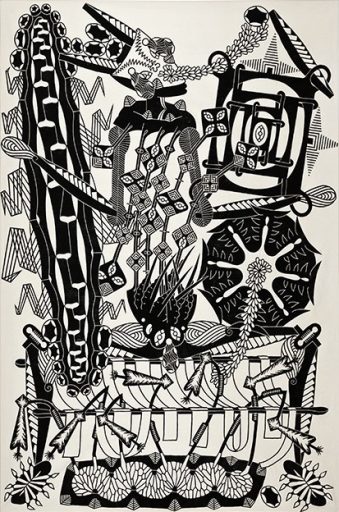 Georg Heller, Erntedank, 2001, Linolschnitt, 234 cm x 326 cm, Preis auf Anfrage, SüdWestGalerie