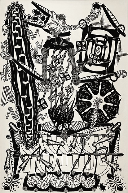 Georg Heller, Erntedank, 2001, Linolschnitt, 234 cm x 326 cm, Preis auf Anfrage, SüdWestGalerie