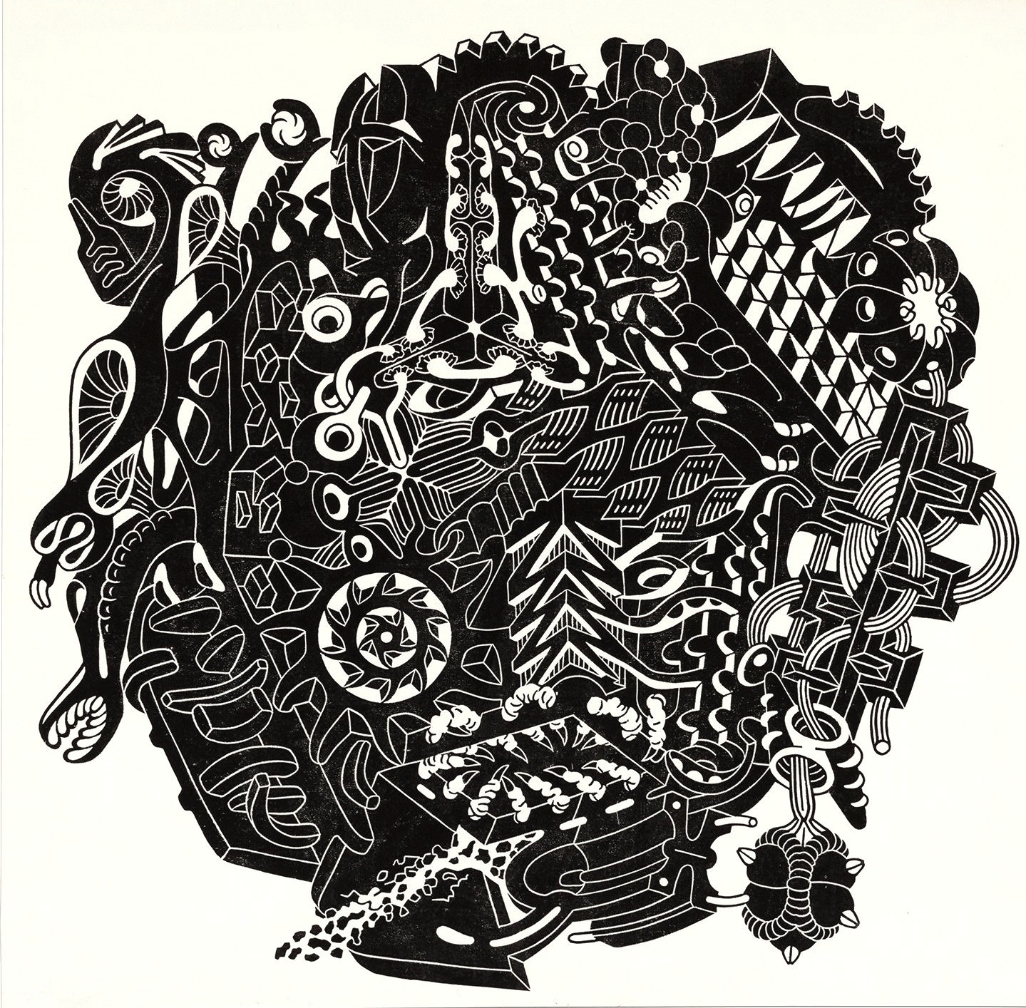 Georg Heller, Gepäckträger, 2006, Linolschnitt, 140 cm x 140 cm, Preis auf Anfrage, SüdWestGalerie