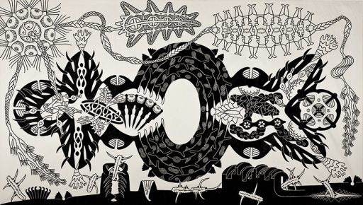 Georg Heller, Linolschnitt, 1999, 435 cm x 243 cm 2-teilig, Preis auf Anfrage, SüdWestGalerie