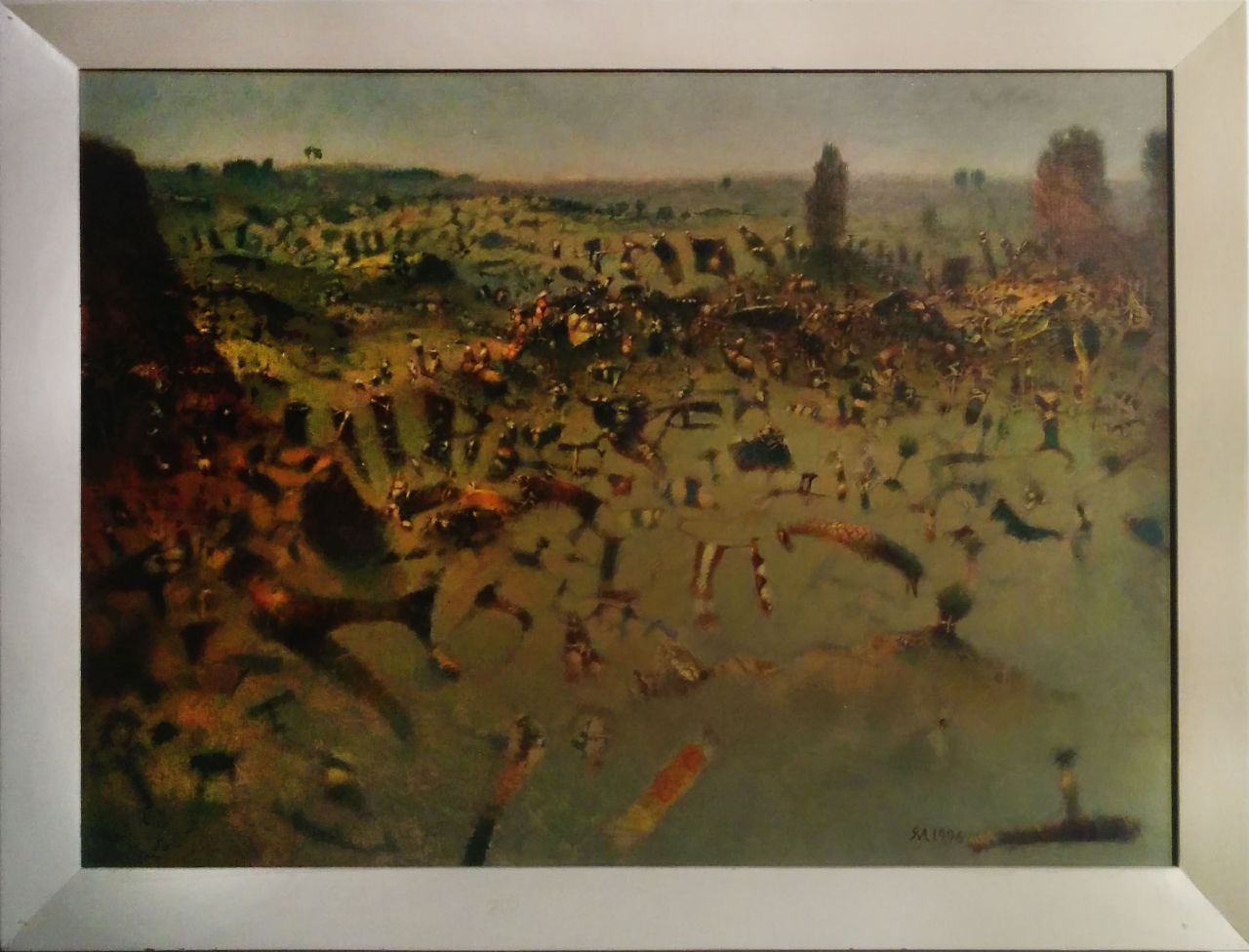 Max-Peter Haering Phantastische Landschaft mit Wacholder 1996 Öl auf Leinwand, 50 cm x 68 cm, Preis auf Anfrage, SüdWestGalerie