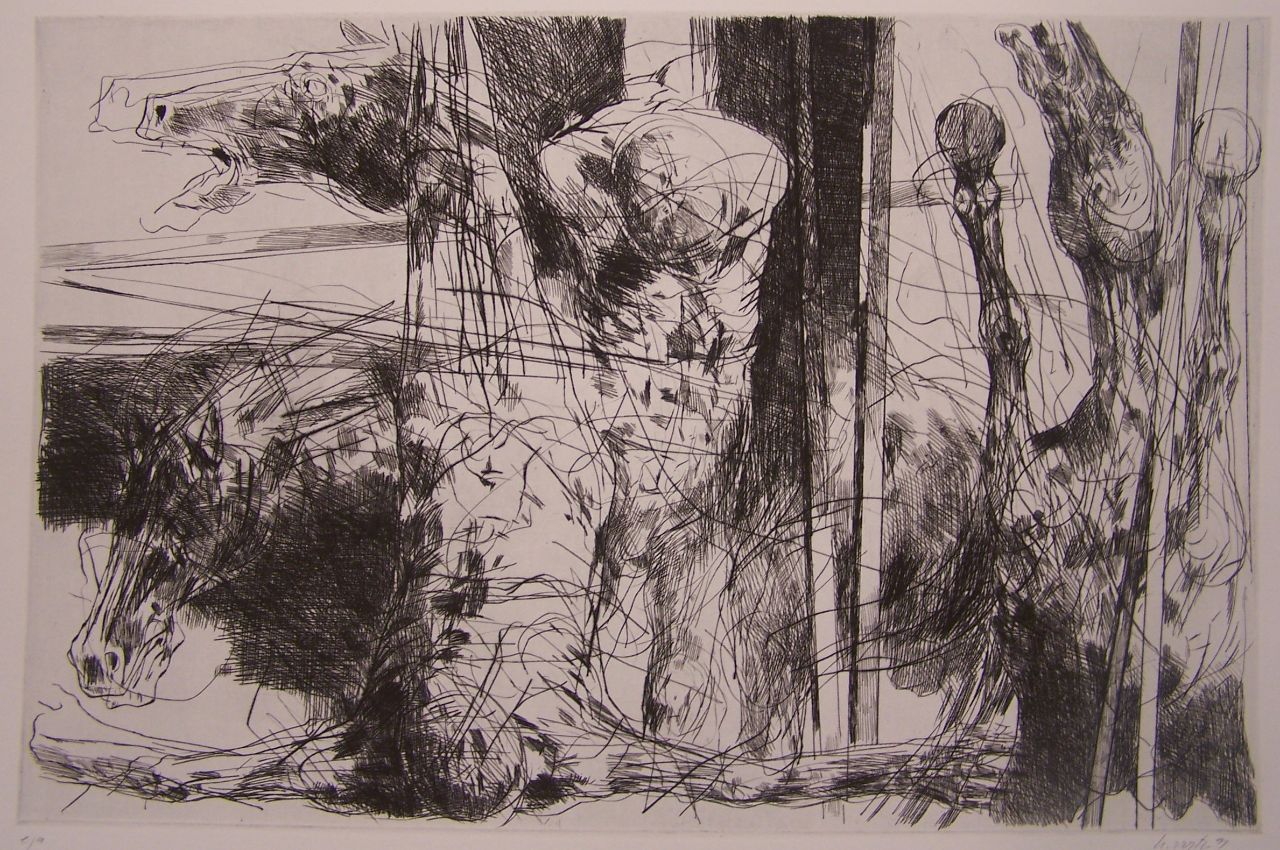 Roland Dörfler, Serie 91, 1991, Kaltnadelradierung, 40 cm x 50  cm, Auflage 3/6, dör043kü
