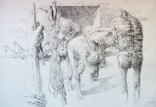 Roland Dörfler, Ablauf, 1975, Federzeichnung, 62 cm x 90 cm, dör021kü, Preis auf Anfrage, SüdWestGalerie