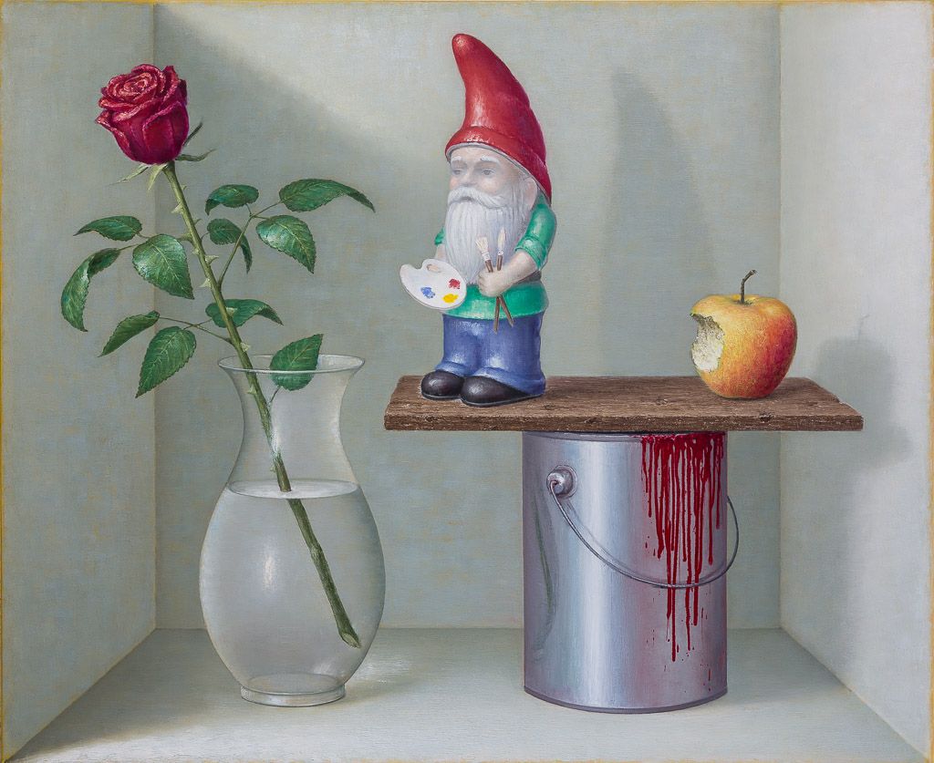 Mirko Schallenberg, Wir malen die Rosen Rot, 2013, Stillleben, Öl auf Leinwand, 156 cm x 190 cm, Preis auf Anfrage, Galerie Cyprian Brenner