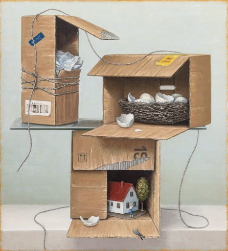 Mirko Schallenberg, Hausen, 2021, Stillleben, 165 cm x 151 cm, Öl auf Leinwand, Preis auf Anfrage, Galerie Cyprian Brenner