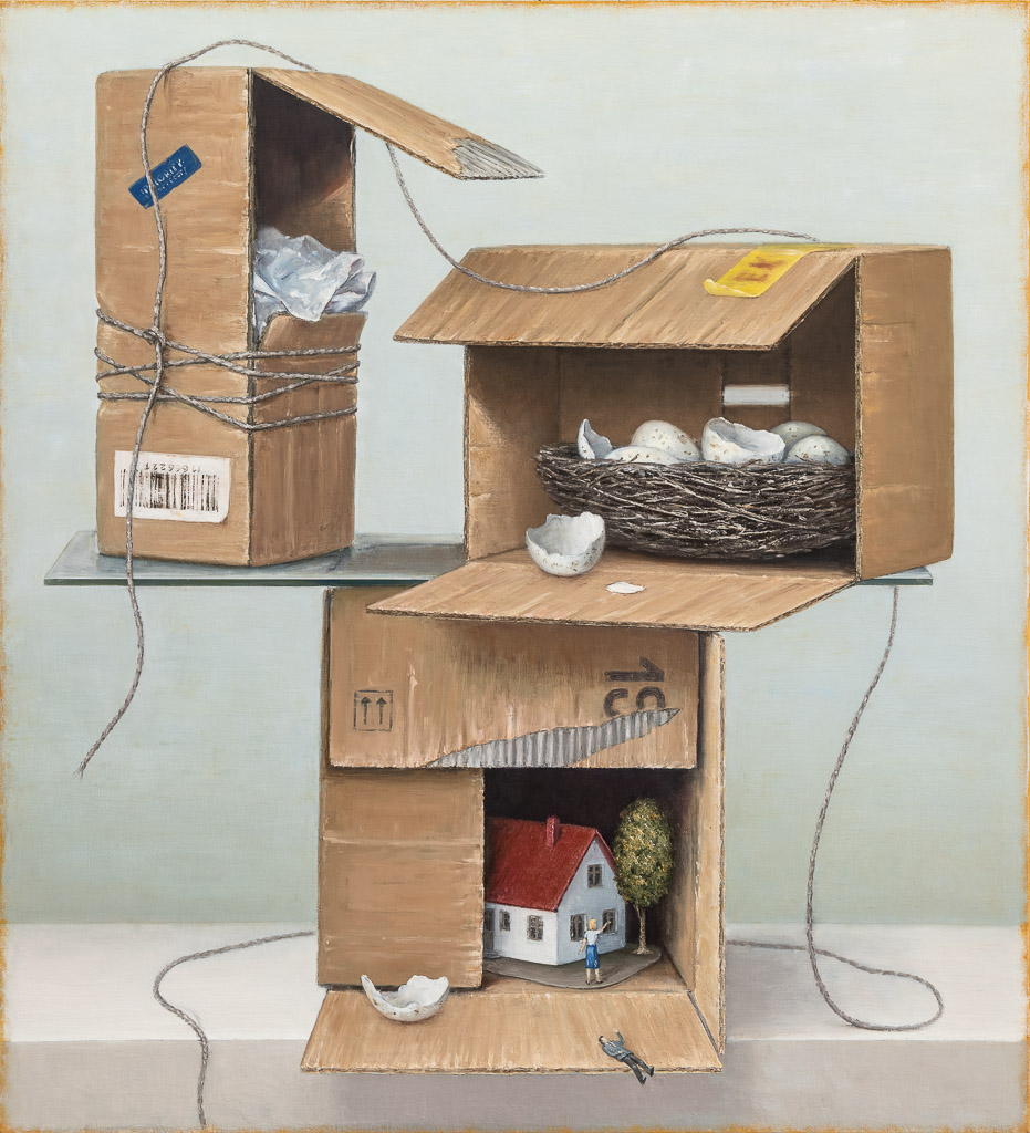 Mirko Schallenberg, Hausen, 2021, Stillleben, 165 cm x 151 cm, Öl auf Leinwand, Preis auf Anfrage, Galerie Cyprian Brenner