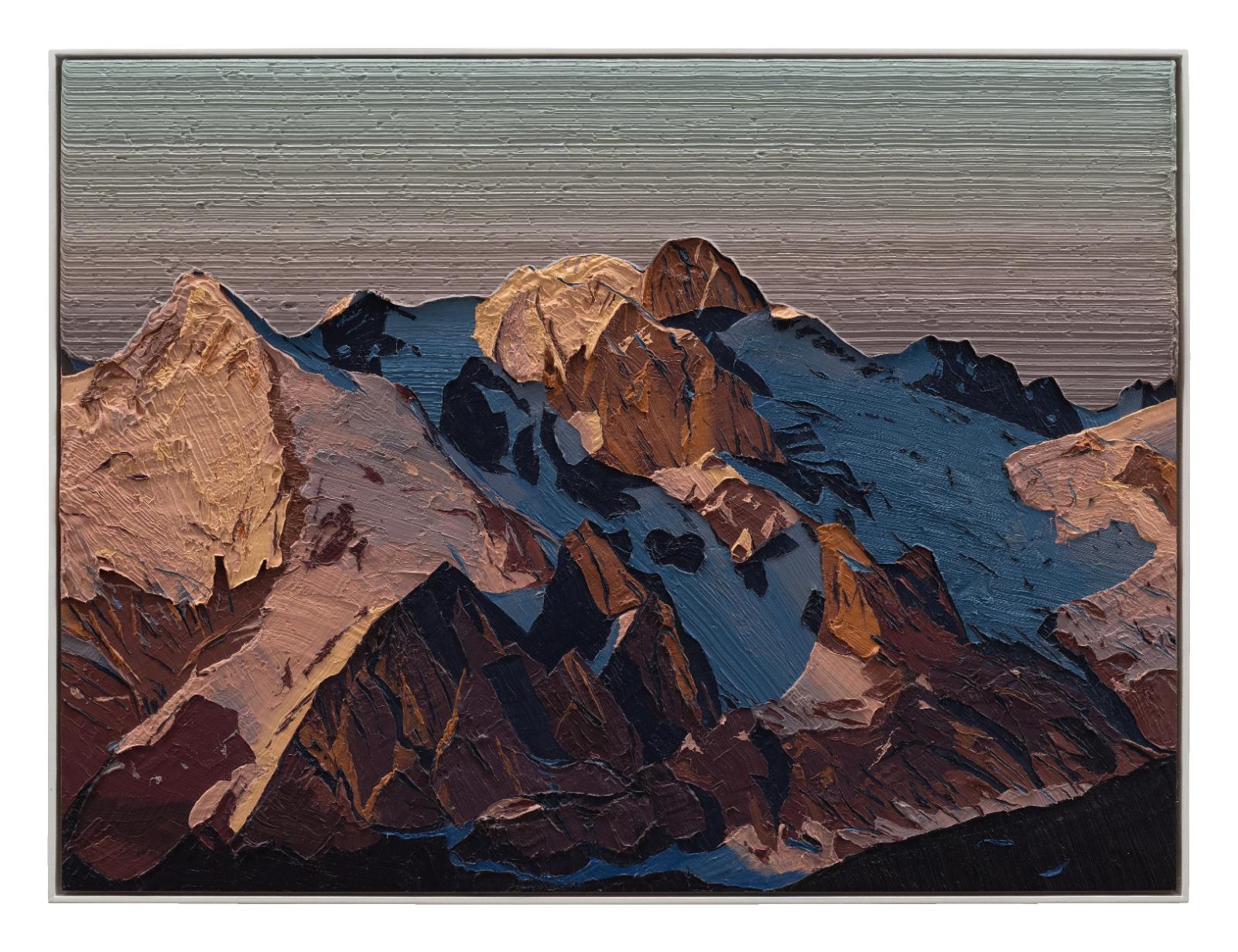 Felix Rehfeld, Ohne Titel Berg 37550014, 2025, ÖL auf MDF, Schattenfugenrahmen, 37,5 cm x 50 cm, Preis auf Anfrage, Galerie Cyprian Brenner