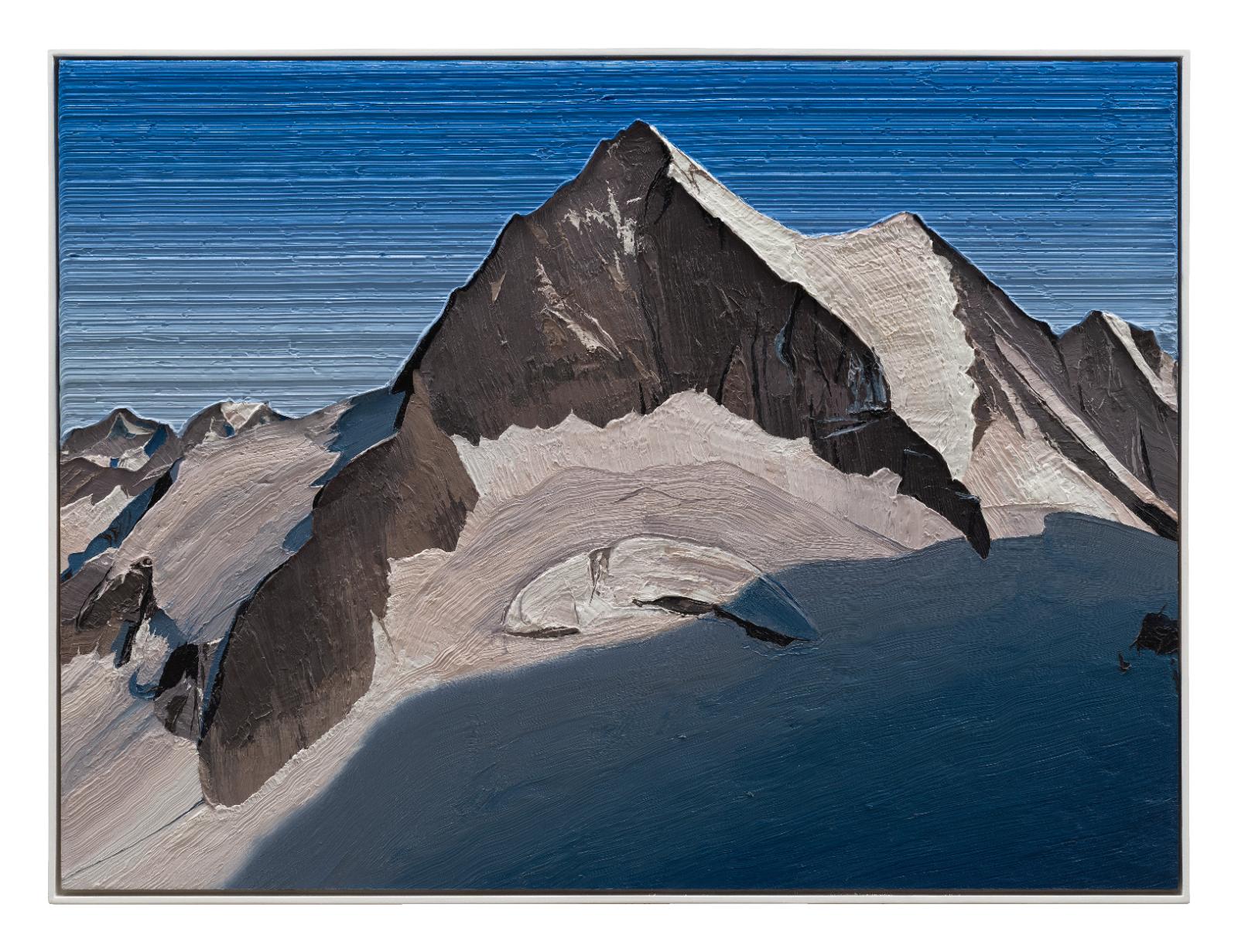 Felix Rehfeld, Ohne Titel Berg 37550022, 2025, ÖL auf MDF, Schattenfugenrahmen, 37,5 cm x 50 cm, Preis auf Anfrage, Galerie Cyprian Brenner