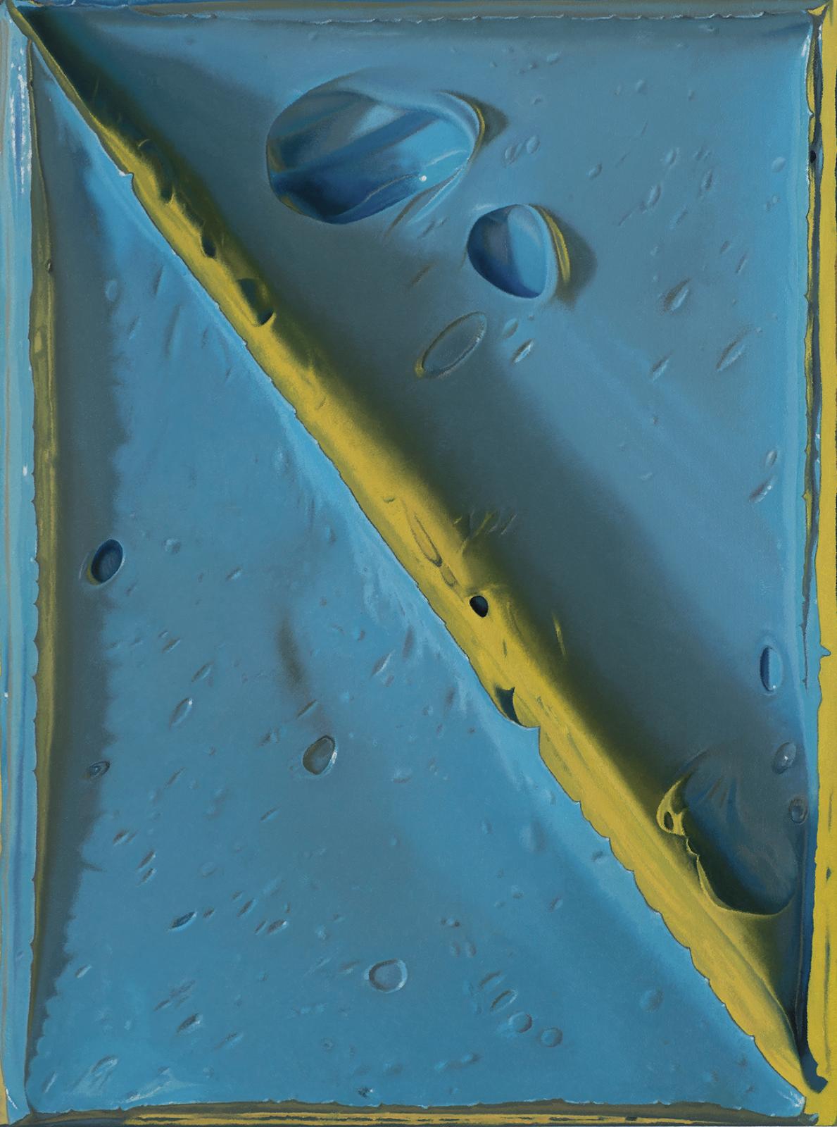 Felix Rehfeld , Ohne Titel blau gelb vr, 2020 , Öl auf Leinwand , 64 cm x 48 cm , verkauft!