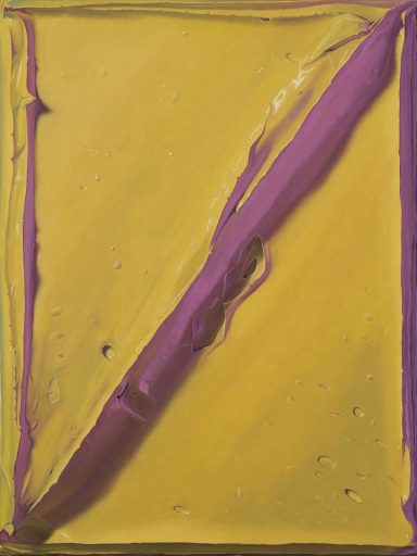 Felix Rehfeld , Ohne Titel gelb pink vr, 2019 ,Öl auf Leinwand ,64 cm x 48 cm ,Preis auf Anfrage, Galerie Cyprian Brenner