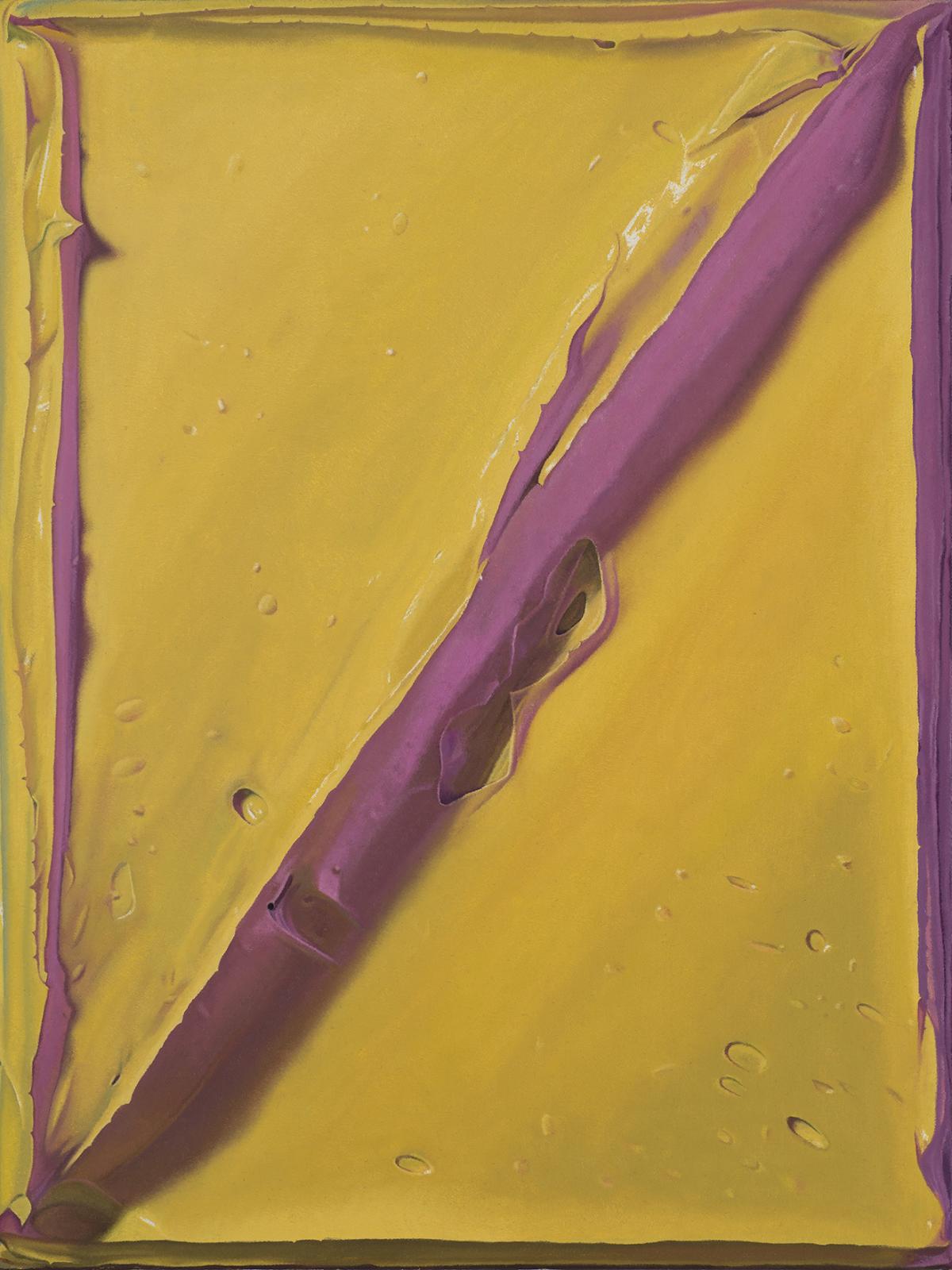 Felix Rehfeld , Ohne Titel gelb pink vr, 2019, Öl auf Leinwand, 64 cm x 48 cm, Preis auf Anfrage, Galerie Cyprian Brenner