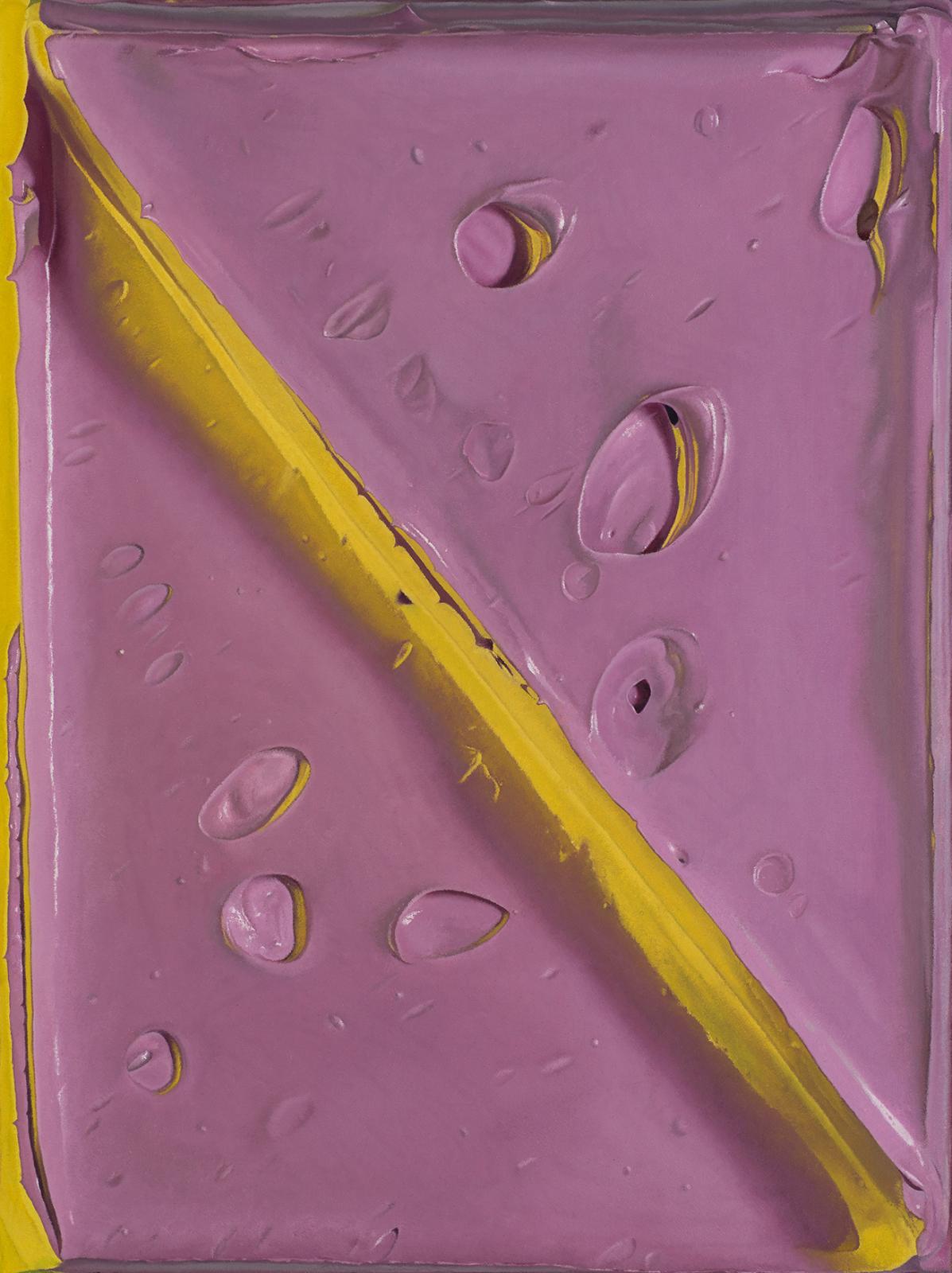 Felix Rehfeld , Ohne Titel pink gelb vl, Öl auf Leinwand , 64 cm x 48 cm , verkauft!