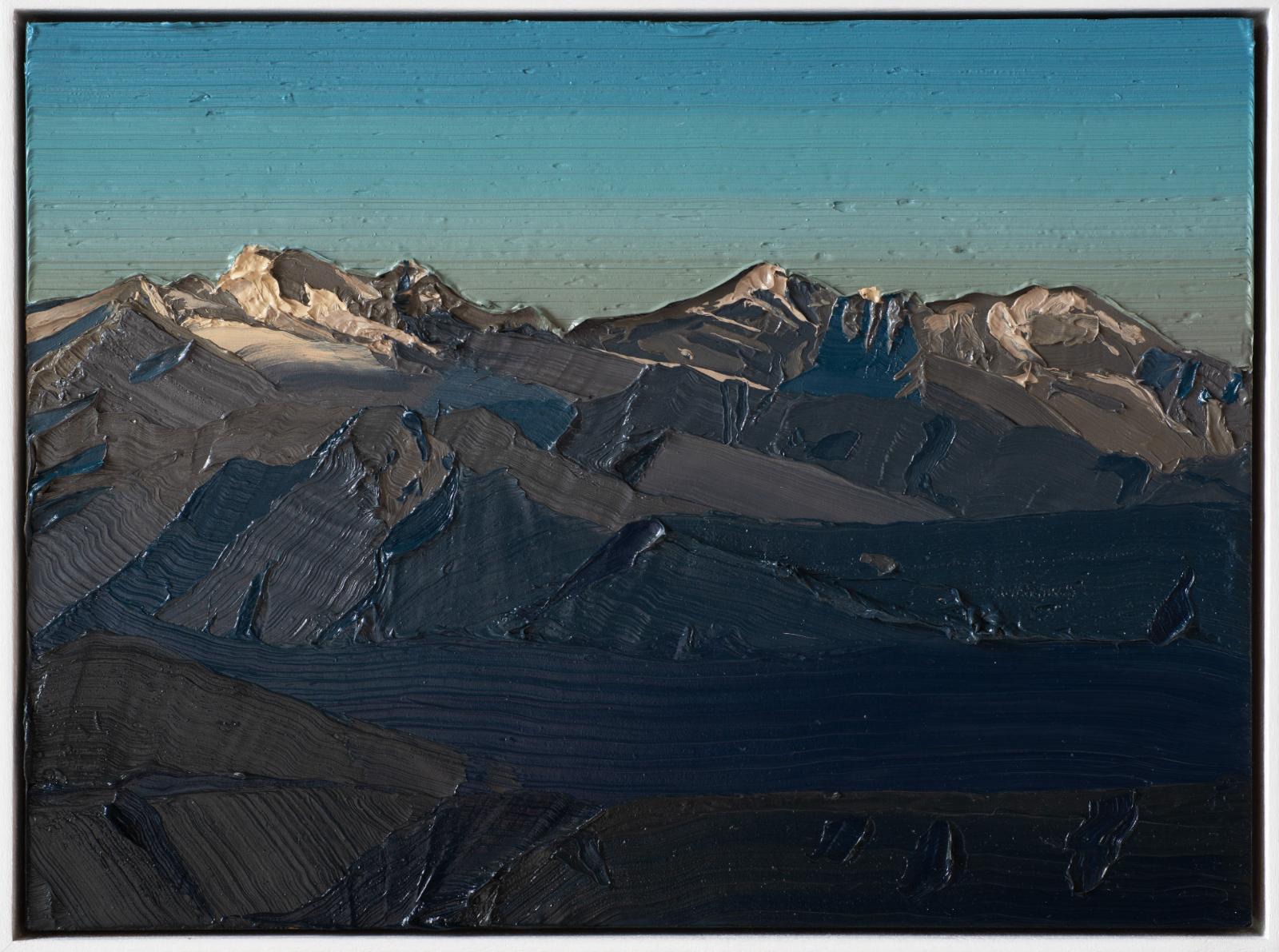 Felix Rehfeld, o.T. Berg 1520-0402, 2022-2023, Öl auf MDF mit Schattenfugenrahmen, 15 cm x 20 cm, Preis auf Anfrage, Galerie Cyprian Brennner