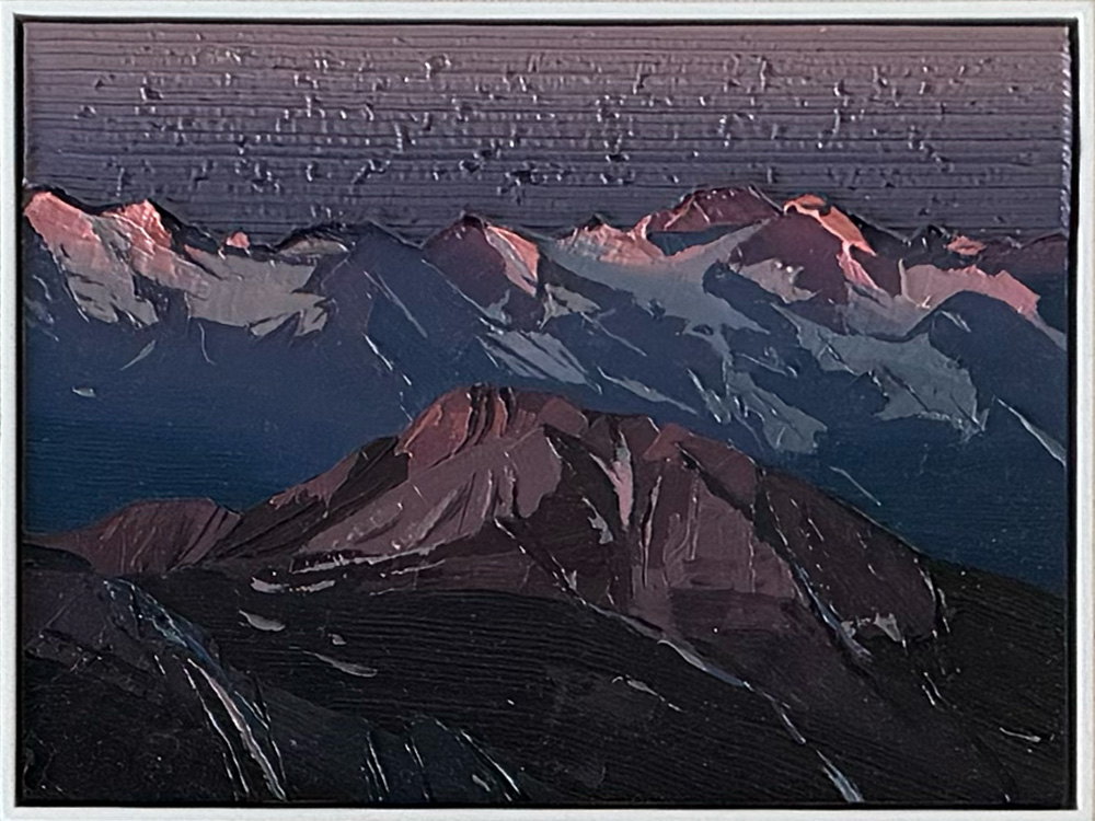 Felix Rehfeld, o.T. Berg 9702, 2022-2023, Öl auf MDF mit Schattenfugenrahmen, 15 cm x 20 cm, Preis auf Anfrage, Galerie Cyprian Brenner