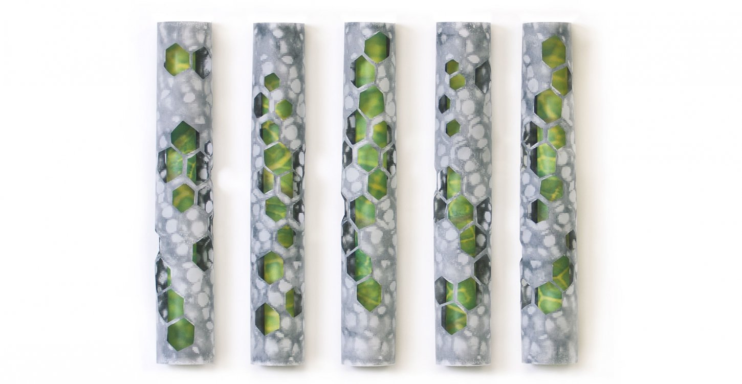 Jeanette Zippel, Bienenpflanzenröhren , Blattstrukturen 2 , 2013 , 91 cm x 76cm , Preis auf Anfrage SüdWestGalerie