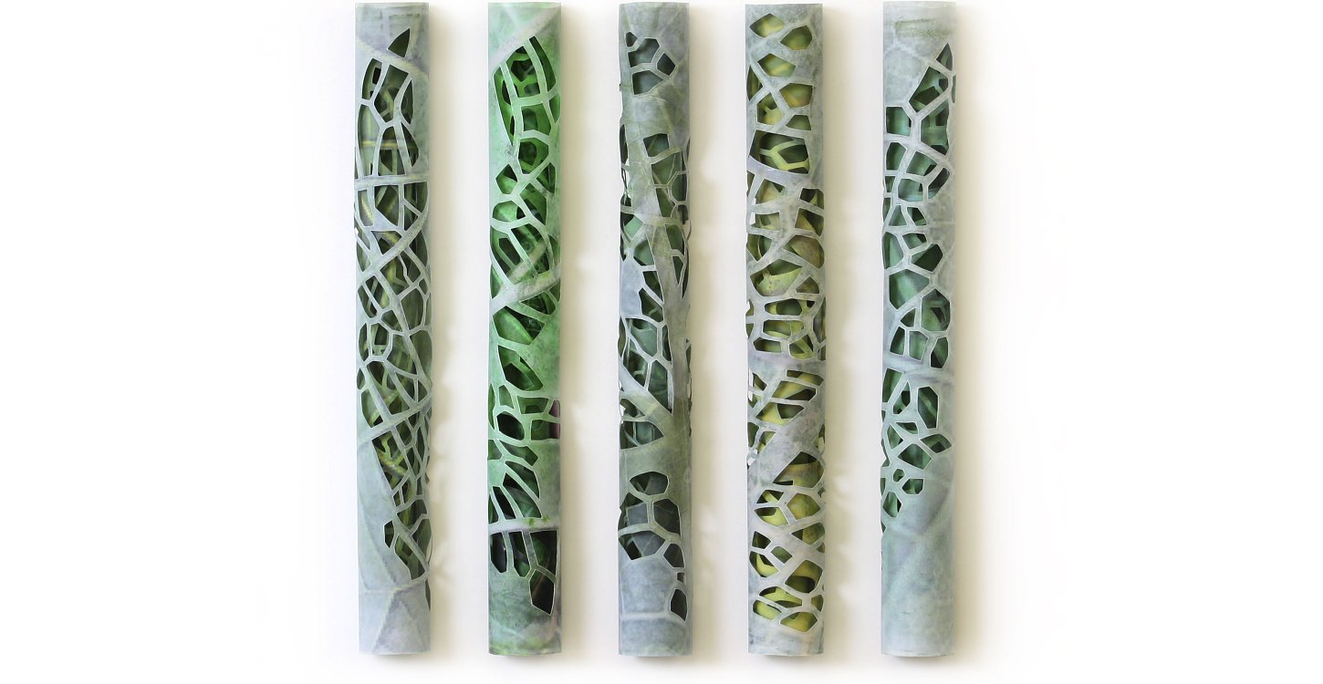 Jeanette Zippel , Bienenpflanzenröhren, Blattstrukturen 3 , 2013 , 91 cm x 76cm , Preis auf Anfrage SüdWestGalerie