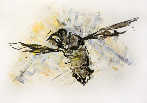 Jeanette Zippel, Flug-013, 2020, Tusche und Acryl auf Bütten, 60 x 83 cm, Preis auf Anfrage, SüdWestGalerie