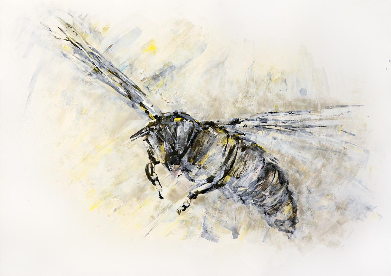 Jeanette Zippel, Flug-016, 2020, Tusche und Acryl auf Bütten, 60 x 83 cm, Preis auf Anfrage, SüdWestGalerie