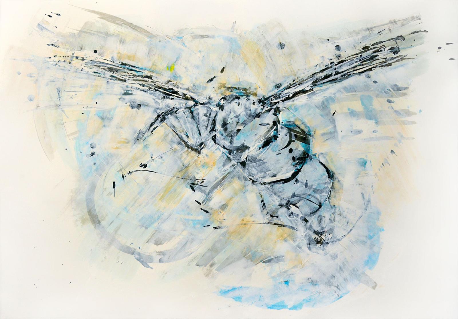 Jeanette Zippel, Flug-017, 2020, Tusche und Acryl auf Bütten, 60 x 83 cm, Preis auf Anfrage, SüdWestGalerie