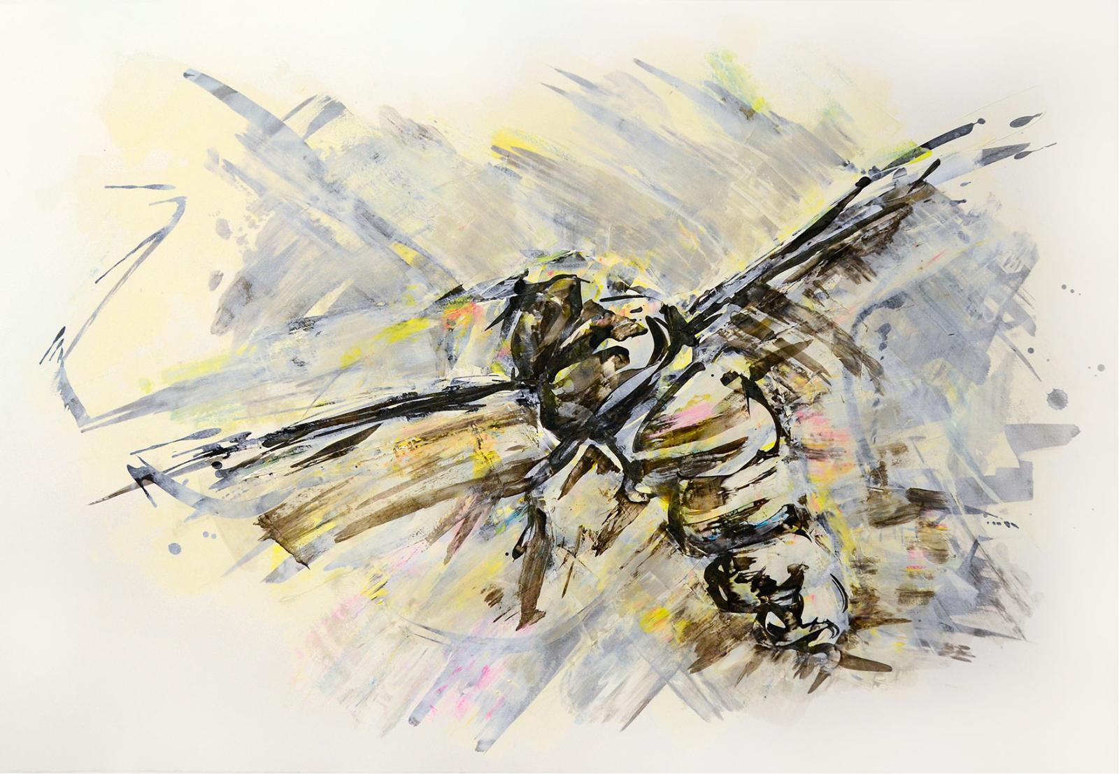 Jeanette Zippel, Flug-018, 2020, Tusche und Acryl auf Bütten, 60 x 83 cm, Preis auf Anfrage, SüdWestGalerie