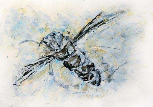 Jeanette Zippel, Flug-019, 2020, Tusche und Acryl auf Bütten, 60 x 83 cm, SüdWestGalerie