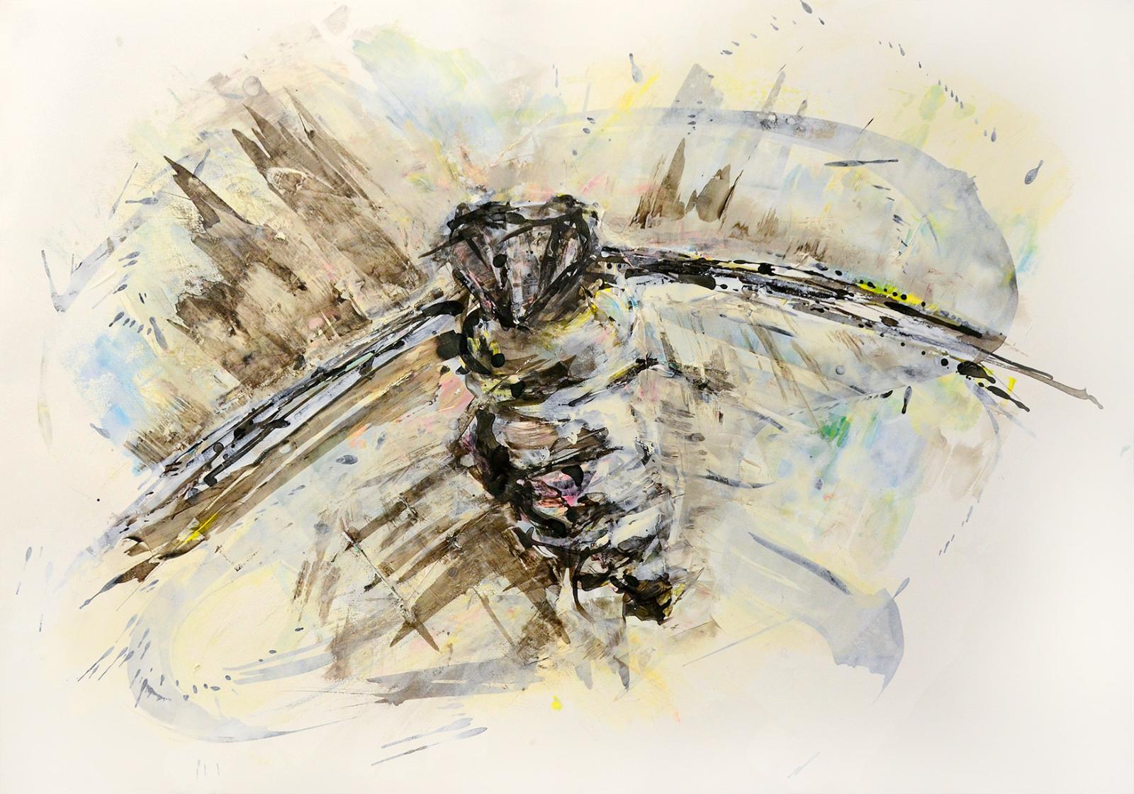 Jeanette Zippel, Flug-020, 2020, Tusche und Acryl auf Bütten, 60 x 83 cm, Preis auf Anfrage, SüdWestGalerie