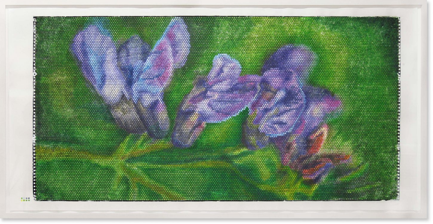 Jeanette Zippel Vogelwicke, 2008 , Hochdruck Kartoffeldruck mit Tusche auf Papier 117cm x 230 cm mit Rahmen , Preis auf Anfrage Südwestgalerie