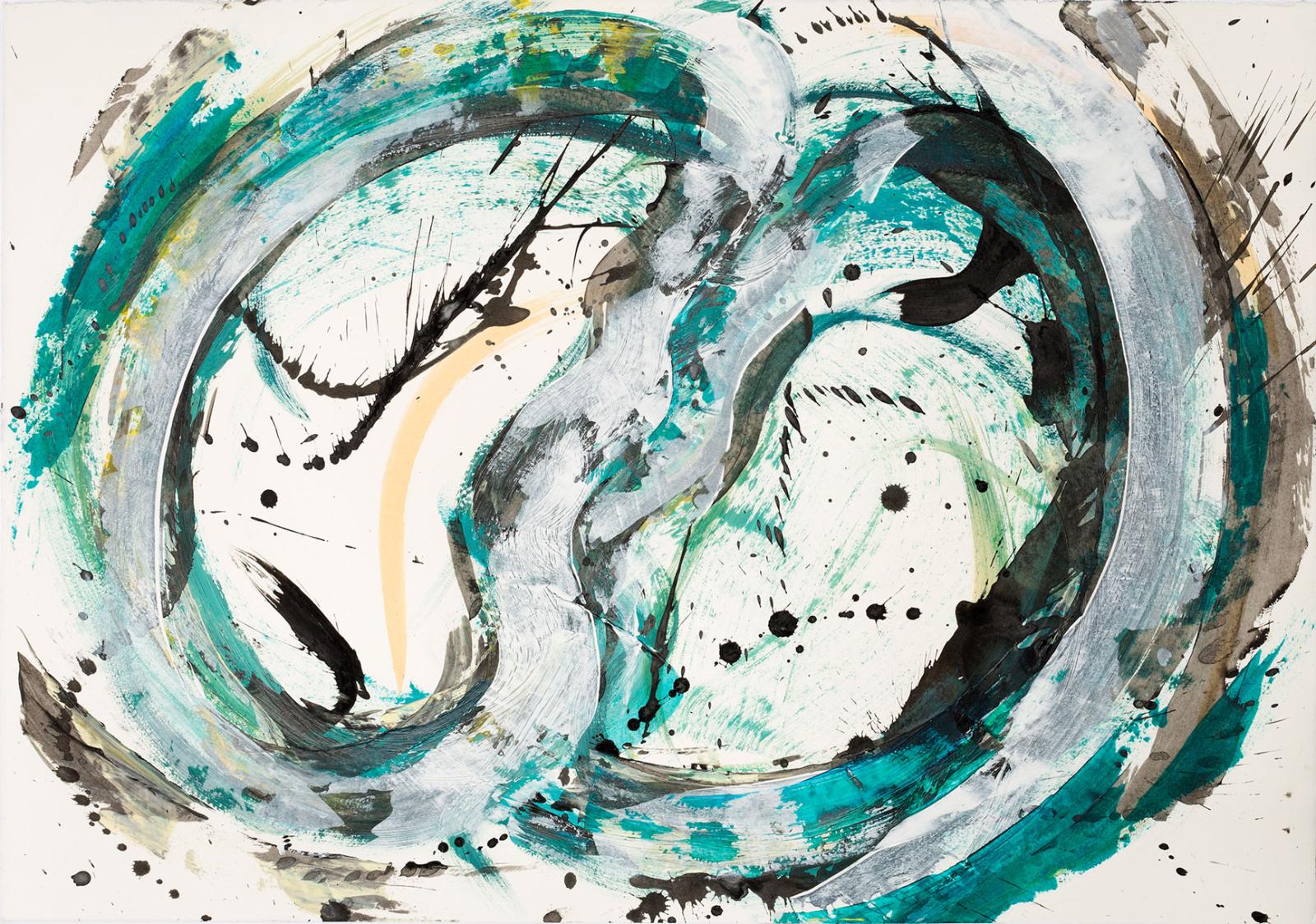 Jeanette Zippel, tanz-03, 2017, Tusche und Acryl auf Bütten, 60 x 83 cm, Preis auf Anfrage, SüdWestGalerie