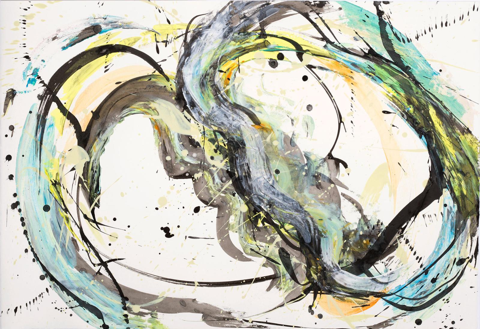 Jeanette Zippel, tanz-04, 2017, Tusche und Acryl auf Bütten, 60 x 83 cm, Preis auf Anfrage, SüdWestGalerie