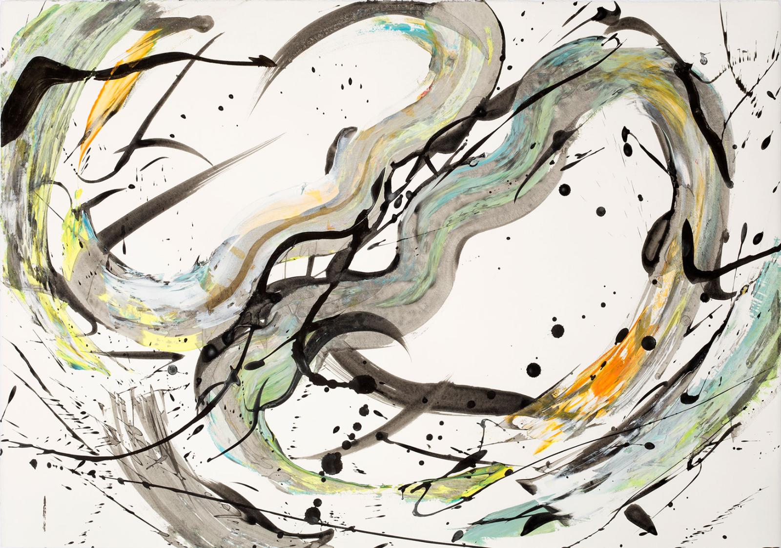 Jeanette Zippel, tanz-06, 2017, Tusche und Acryl auf Bütten, 60 x 83 cm, Preis auf Anfrage, SüdWestGalerie