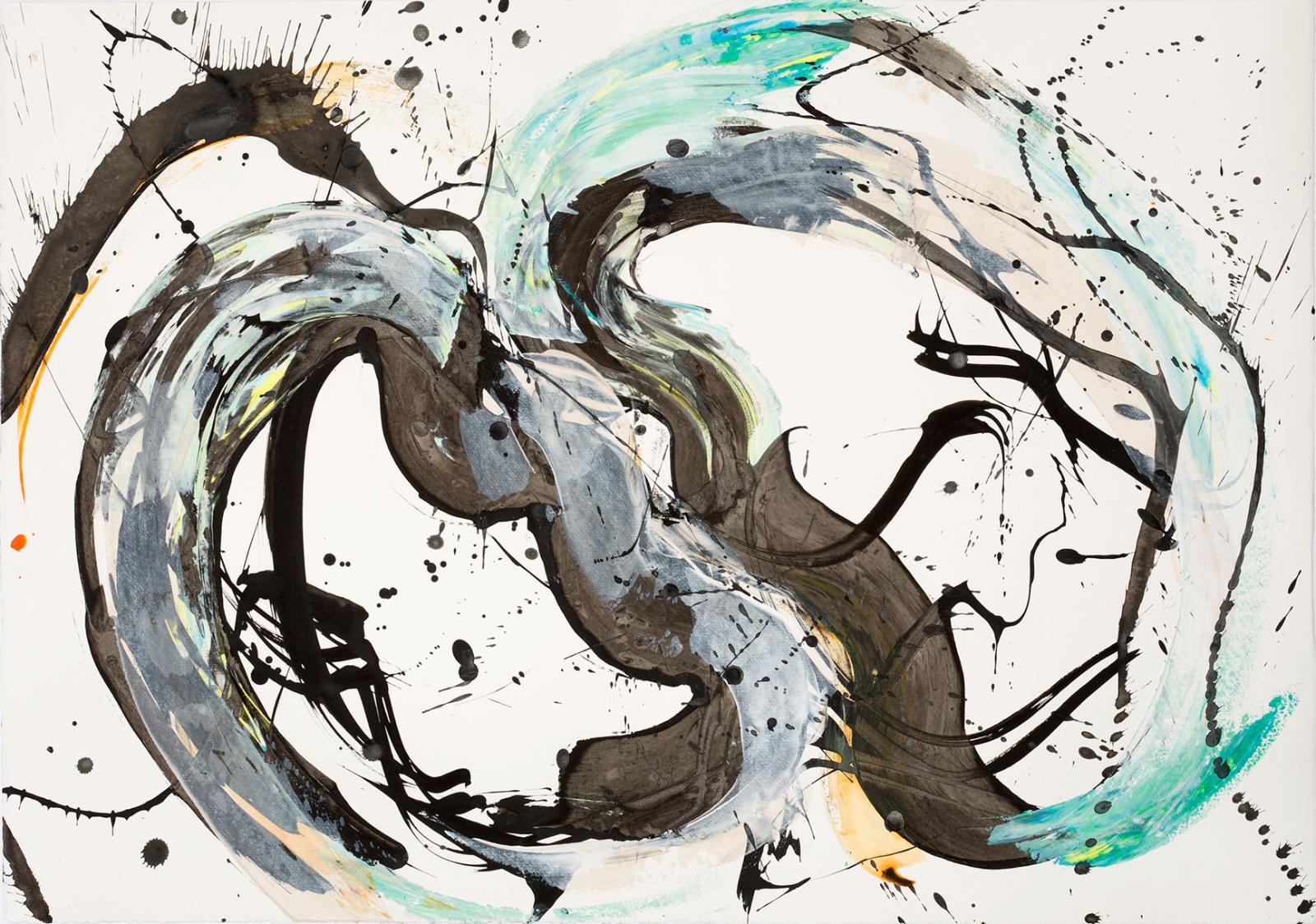 Jeanette Zippel, tanz-07, 2017, Tusche und Acryl auf Bütten, 60 x 83 cm, Preis auf Anfrage, SüdWestGalerie